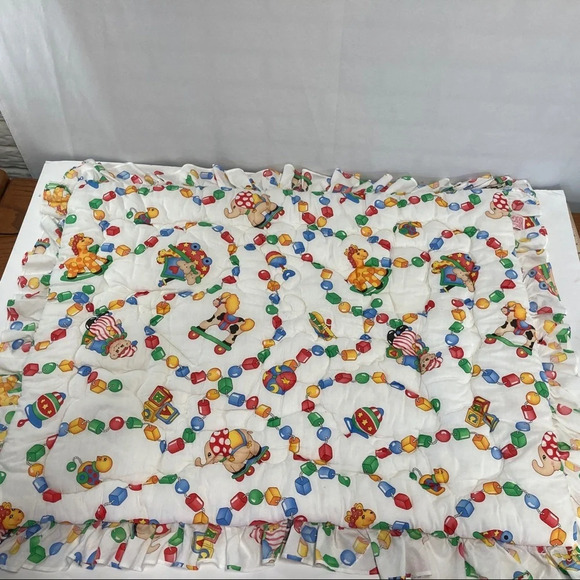 Vintage Baby Quilt/Wall hanging Red Calliope Animal Theme 1993, Puffy - Picture 5 of 5